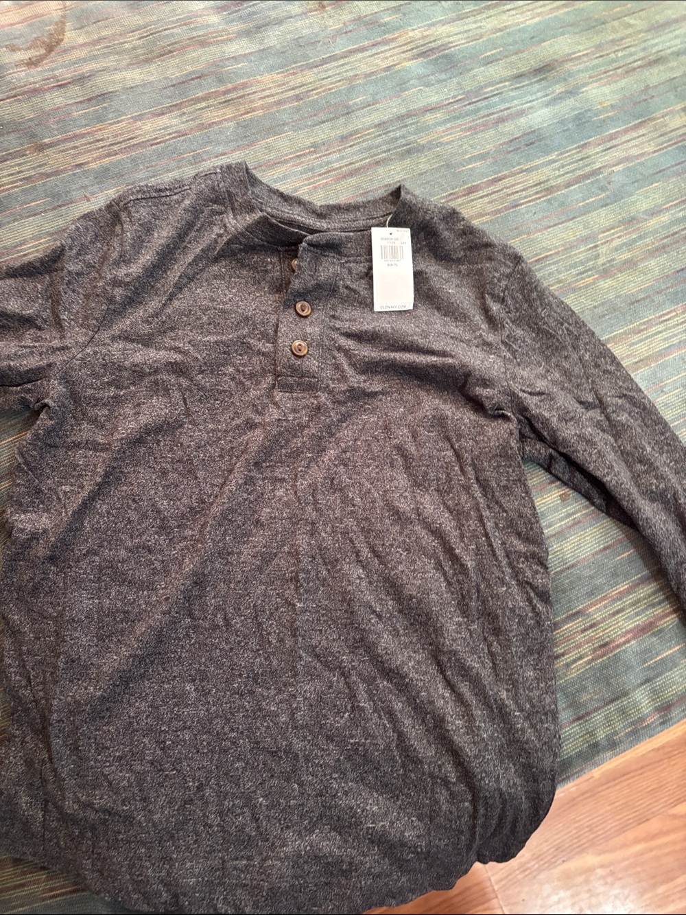 Boy’s Long-Sleeve Henley Sweater - Charcoal